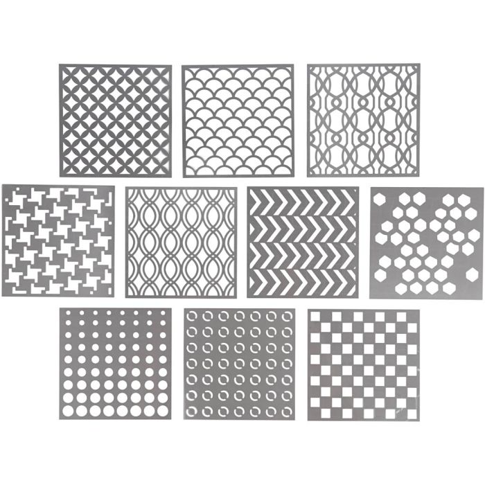 Stensil, str. 15x15 cm, tykkelse 0,31 mm, 10 ark/ 1 pk.