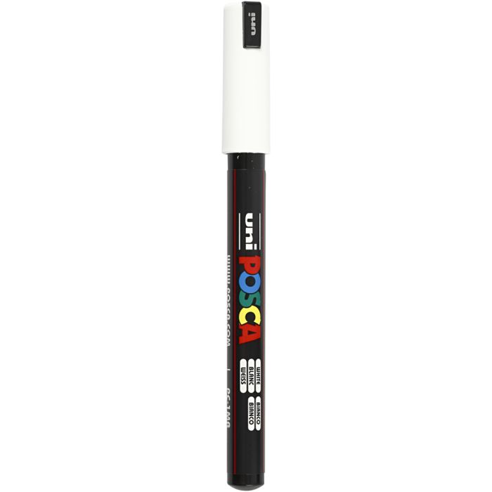 Posca Marker, nr. PC-1MR, strek 0,7 mm, ekstra fin, hvit, 1 stk.