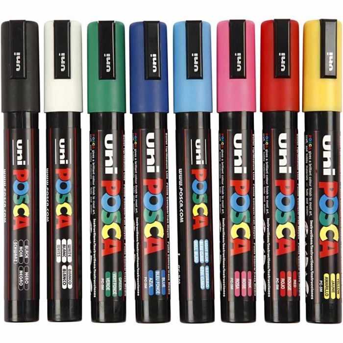 Posca Marker, nr. PC-5M, strek 2,5 mm, medium, ass. farger, 8 stk./ 1 pk.