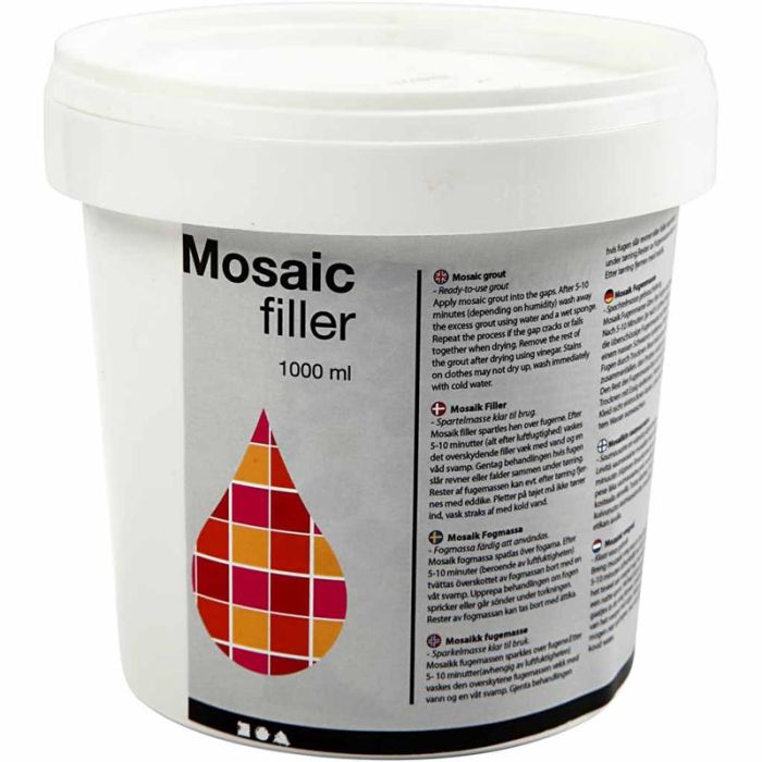 Mosaikkflis Fugemasse, hvit, 1000 ml/ 1 spann