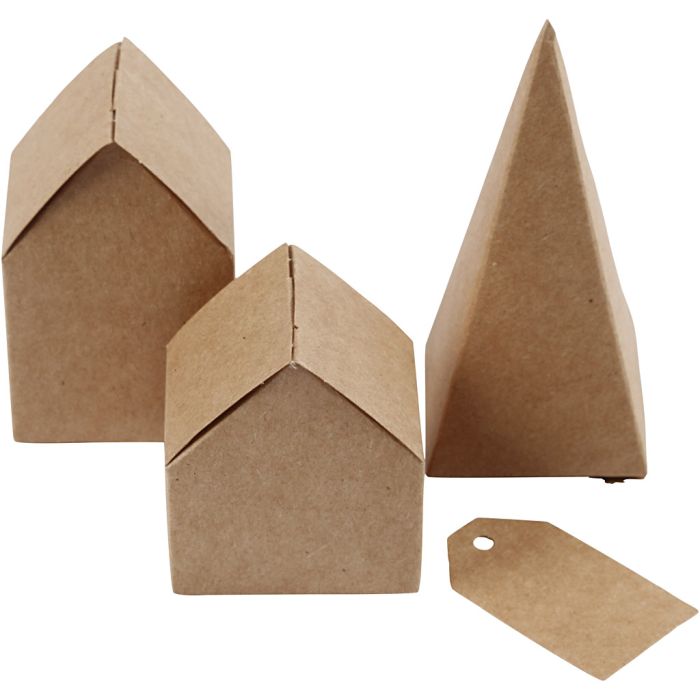 Utstansede hus og trær, H: 5,7-10 cm cm, 1 sett