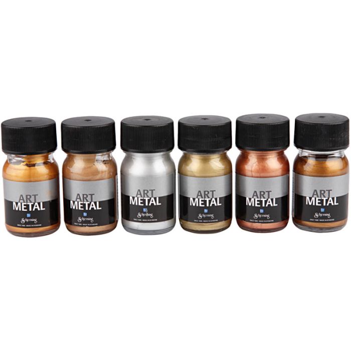 Hobbymaling Metallic, nr. 5102, 5104, 5106, 5108, 5109, 5110, metallic farger, 6x30 ml/ 1 pk.