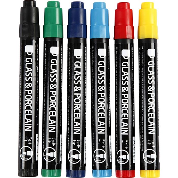 Glass- og Porselenstusjer, strek 1-3 mm, semi opaque, 6 stk./ 1 pk.