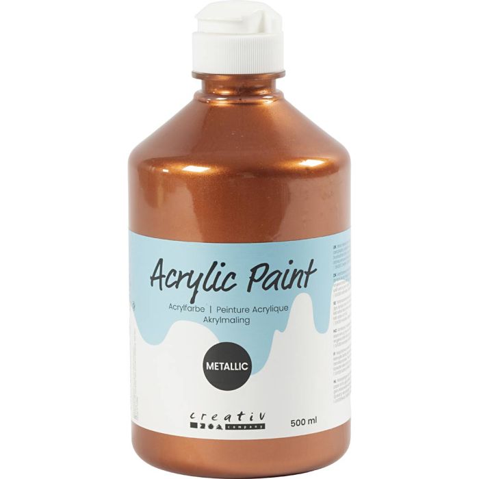 Metallisk akrylmaling, metallic kobber, 500 ml/ 1 fl.