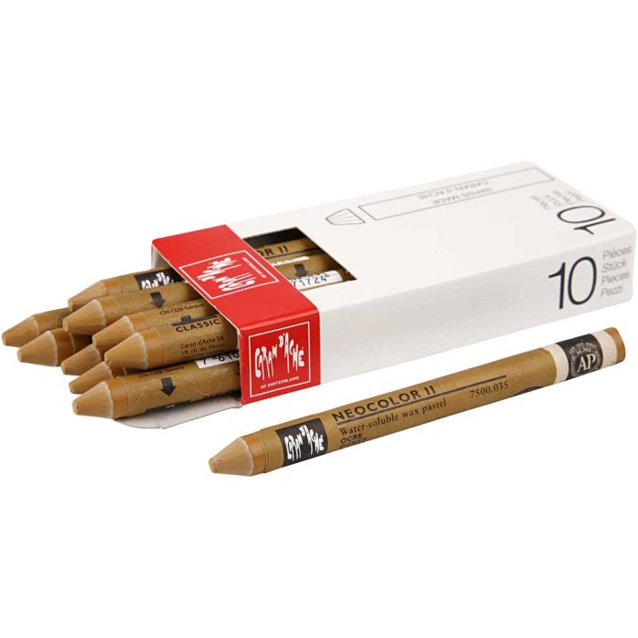 CARAN D’ACHE Neocolor II, L: 10 cm, tykkelse 8,5 mm, ochre (035), 10 stk./ 1 pk.