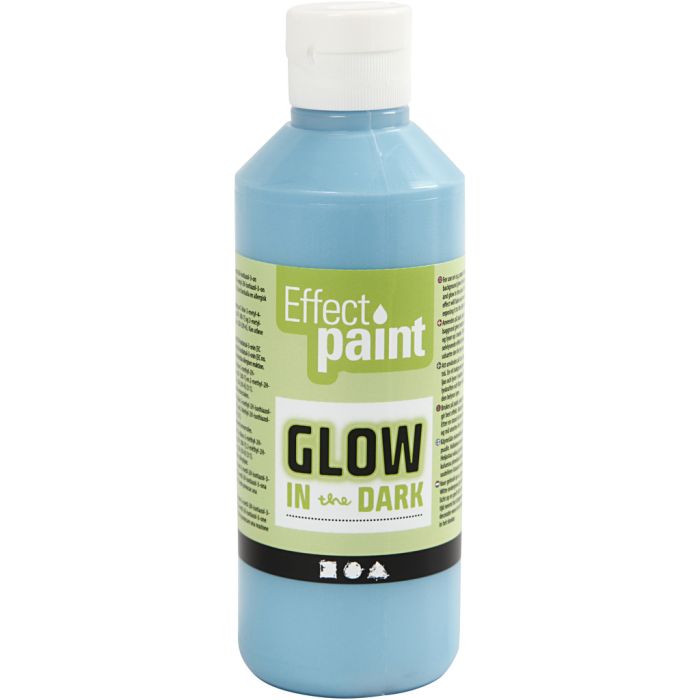 Selvlysende Maling, fluorescerende lys blå, 250 ml/ 1 fl.