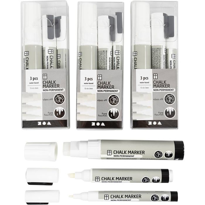 Chalk Markers, 4x3 stk./ 1 pk.