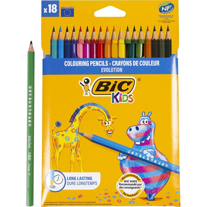 BIC Evolution Fargeblyanter, Sekskantede, L: 17,5 cm, mine 3 mm, ass. farger, 18 stk./ 1 pk.