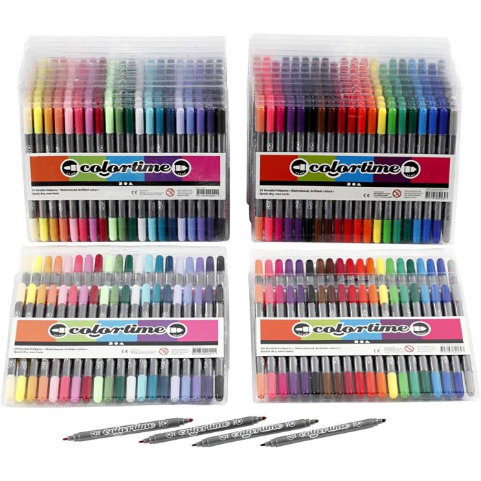 Colortime Dobbeltusj, strek 2,3+3,6 mm, standardfarger, suppl. farger, 24 pk./ 1 pk.