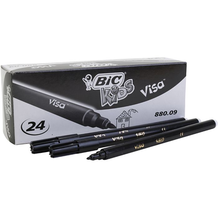 BIC Visafin Tusj, strek 0,7 mm, svart, 24 stk./ 1 pk.