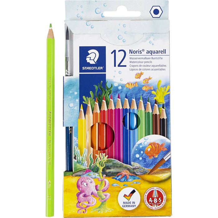STAEDTLER Noris akvarellfargeblyant, tynt, ass. farger, 12 stk./ 1 pk.