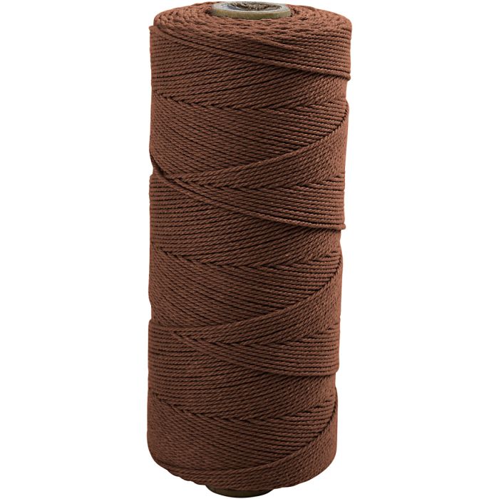 Knyttegarn, L: 315 m, tykkelse 1 mm, Tynn kvalitet 12/12, brun, 220 g/ 1 nst.