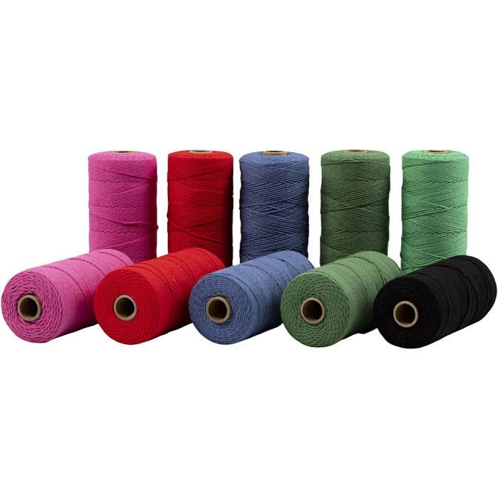 Knyttegarn, L: 315 m, tykkelse 1 mm, Tynn kvalitet 12/12, sterke farger, 10x220 g/ 1 pk.
