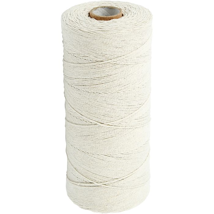 Knyttegarn, L: 700 m, Ekstra tynn kvalitet 12/6, ca. 1 mm, lys natur, 250 g/ 1 nst.