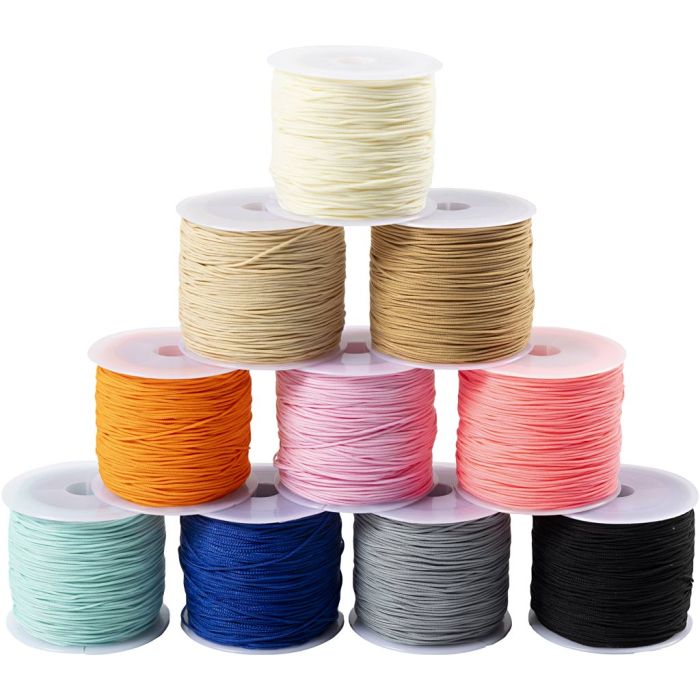 Polyester-snor, tykkelse 0,6 mm, colorful, 10x50 m/ 1 pk.