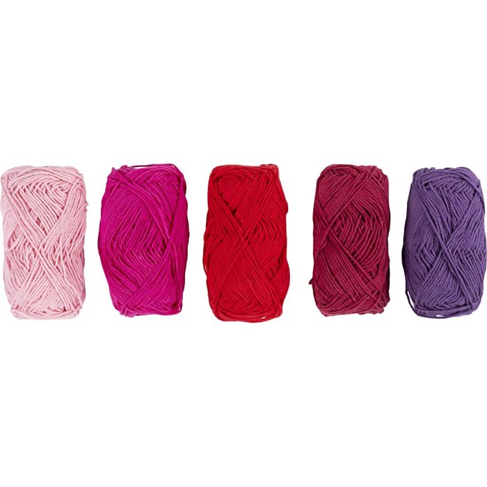 Bomullsgarn, nr. 8/4, L: 5x50 m, lilla/pink harmoni, 5x20 g/ 1 pk.