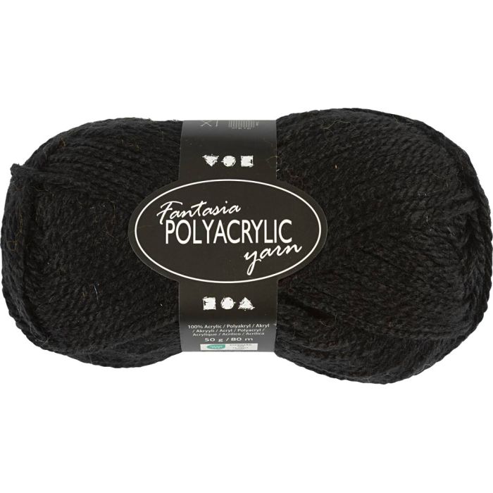 Fantasia Akrylgarn, L: 80 m, pinne 4,5-5, svart, 50 g/ 1 nst.