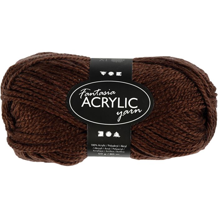 Fantasia Akrylgarn, L: 80 m, brun, 50 g/ 1 nst.