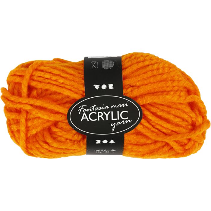 Fantasia Akrylgarn, L: 35 m, Maxi, neon orange, 50 g/ 1 nst.