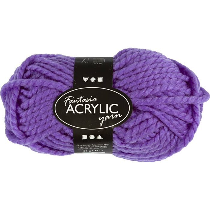 Fantasia Akrylgarn, L: 35 m, pinne 9-10, lilla, 50 g/ 1 nst.