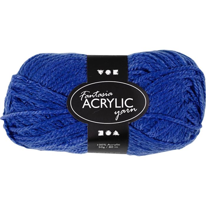 Fantasia Akrylgarn, L: 35 m, pinne 9-10, mørk blå, 50 g/ 1 nst.
