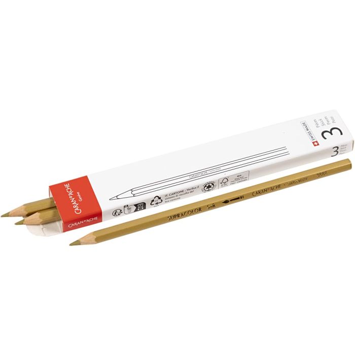 CARAN D’ACHE Fargeblyanter, gull, 3 stk./ 1 pk.