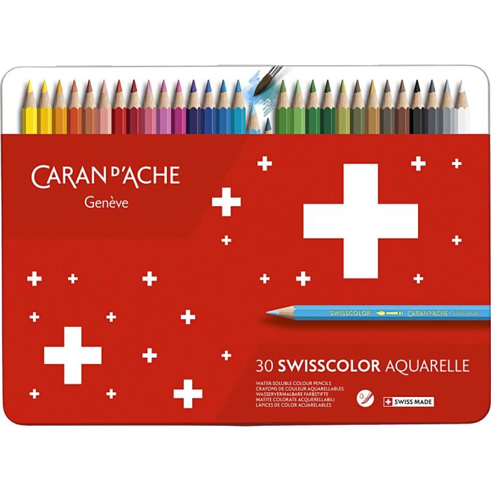 CARAN D'ACHE vannfargeblyanter, sekskantede, mine 2,8 mm, ass. farger, 30 stk./ 1 pk.