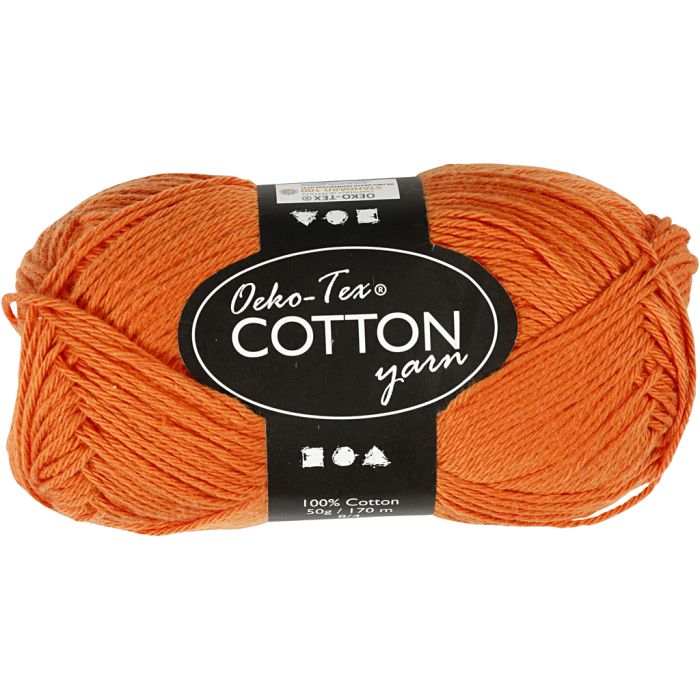 Bomullsgarn, nr. 8/4, L: 170 m, pinne 3-3,5, orange, 50 g/ 1 nst.