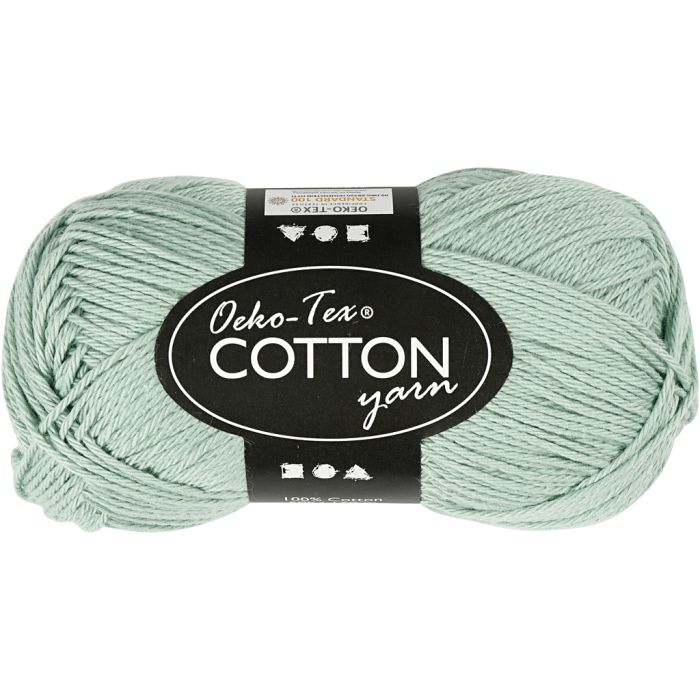 Bomullsgarn, nr. 8/4, L: 170 m, pinne 3-3,5, mintgrønn, 50 g/ 1 nst.