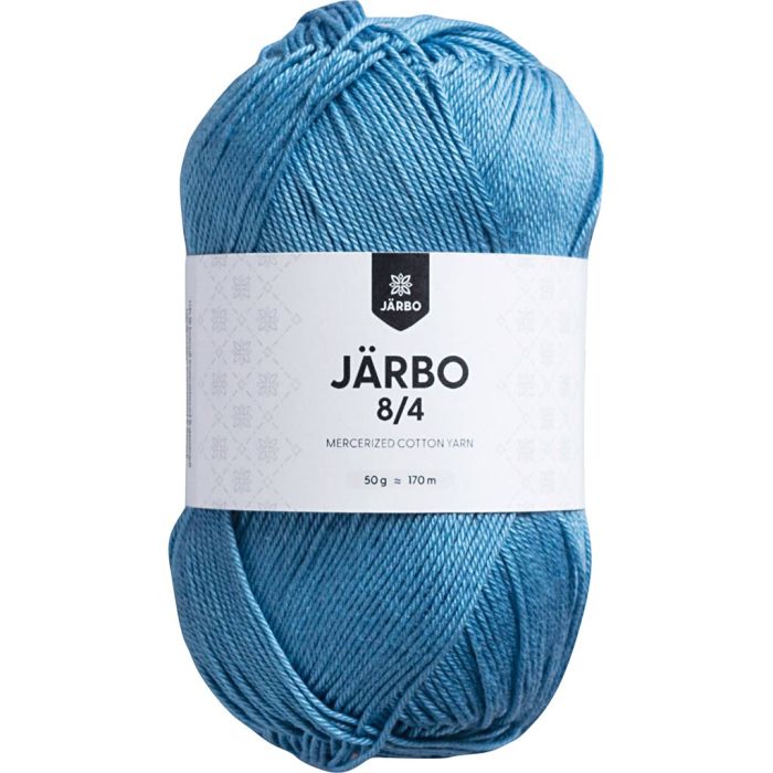 Mercerisert bomullsgarn, nr. 8/4, heklenål 3, mellomblå, 50 g/ 1 nst.