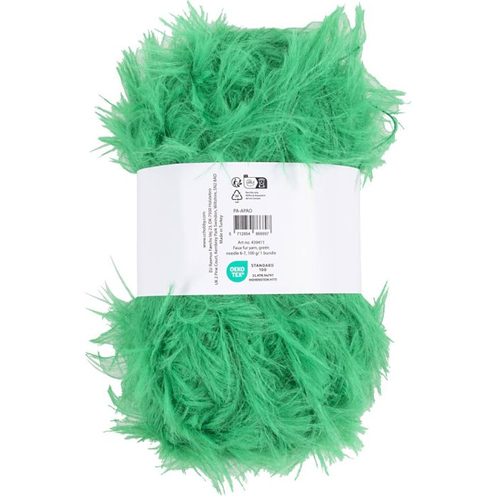 Fuskepelsgarn, pinne 6-7, grønn, 100 g/ 1 nst.