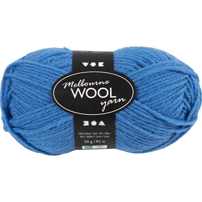 Melbourne Wool Yarn, L: 92 m, pinne 4-5,5, lys blå, 50 g/ 1 nst.