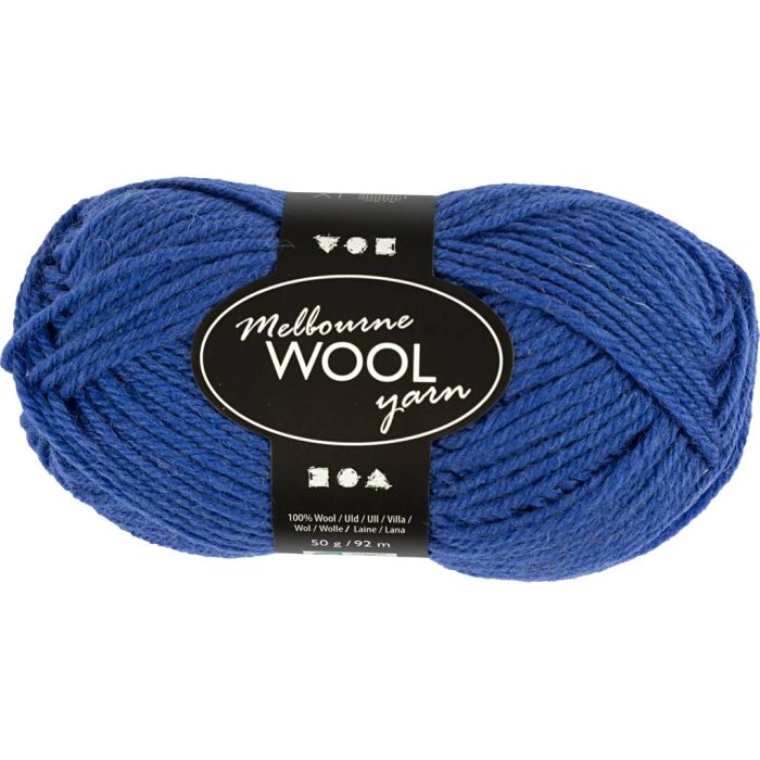 Melbourne Wool Yarn, L: 92 m, pinne 4-5,5, blå, 50 g/ 1 nst.
