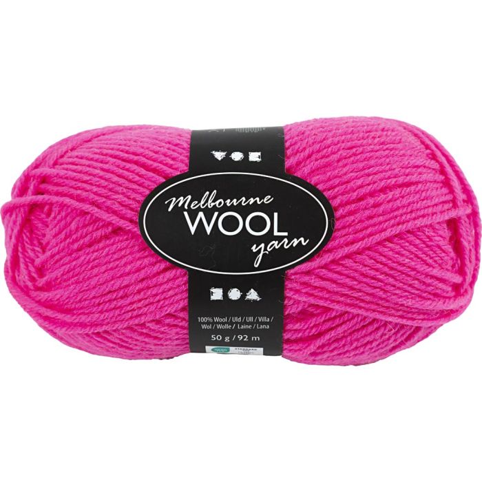 Melbourne Wool Yarn, L: 92 m, pinne 4-5,5, neon pink, 50 g/ 1 nst.