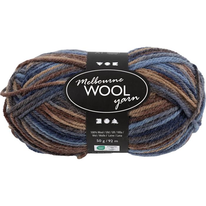 Melbourne Wool Yarn, L: 92 m, pinne 4-5,5, brun, 50 g/ 1 nst.