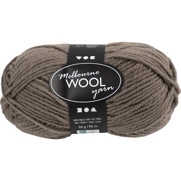 Melbourne Wool Yarn, L: 92 m, pinne 4-5,5, grå brun, 50 g/ 1 nst.