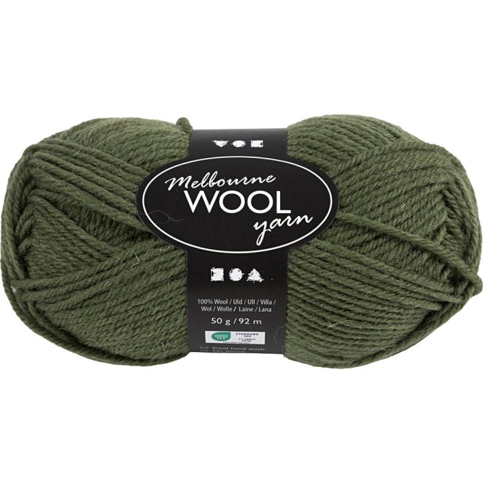 Melbourne Wool Yarn, L: 92 m, pinne 4-5,5, mørk grønn, 50 g/ 1 nst.