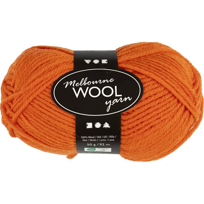 Melbourne Wool Yarn, L: 92 m, pinne 4-5,5, orange, 50 g/ 1 nst.