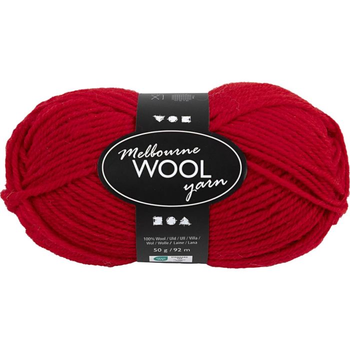 Melbourne Wool Yarn, L: 92 m, pinne 4-5,5, rød, 50 g/ 1 nst.