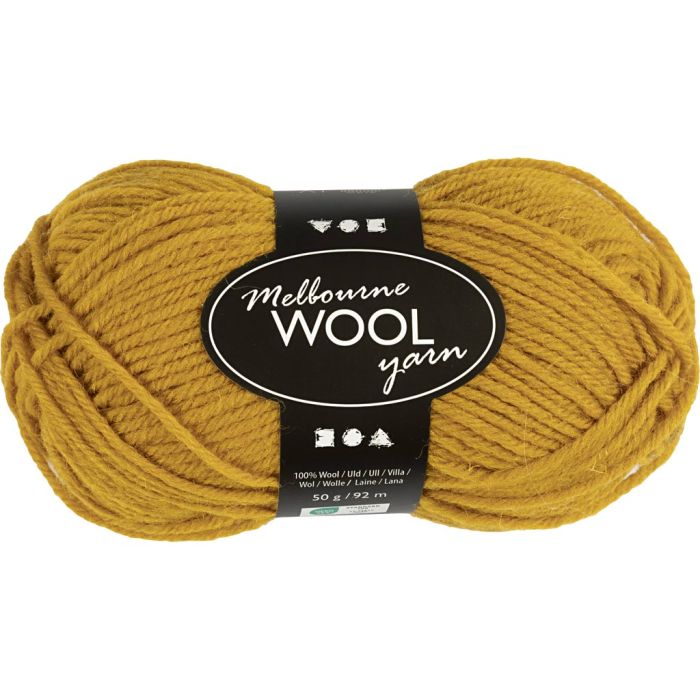 Melbourne Wool Yarn, L: 92 m, pinne 4-5,5, mørk gul, 50 g/ 1 nst.