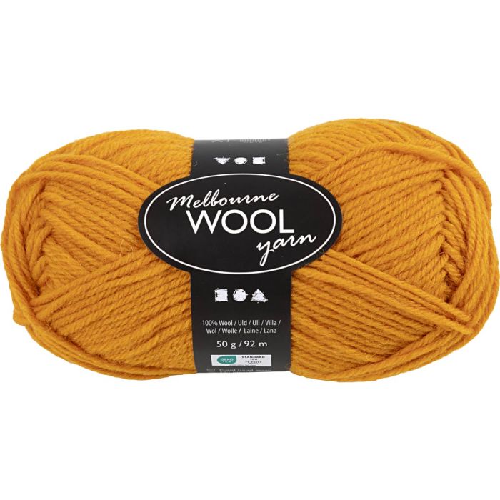 Melbourne Wool Yarn, L: 92 m, pinne 4-5,5, oker, 50 g/ 1 nst.