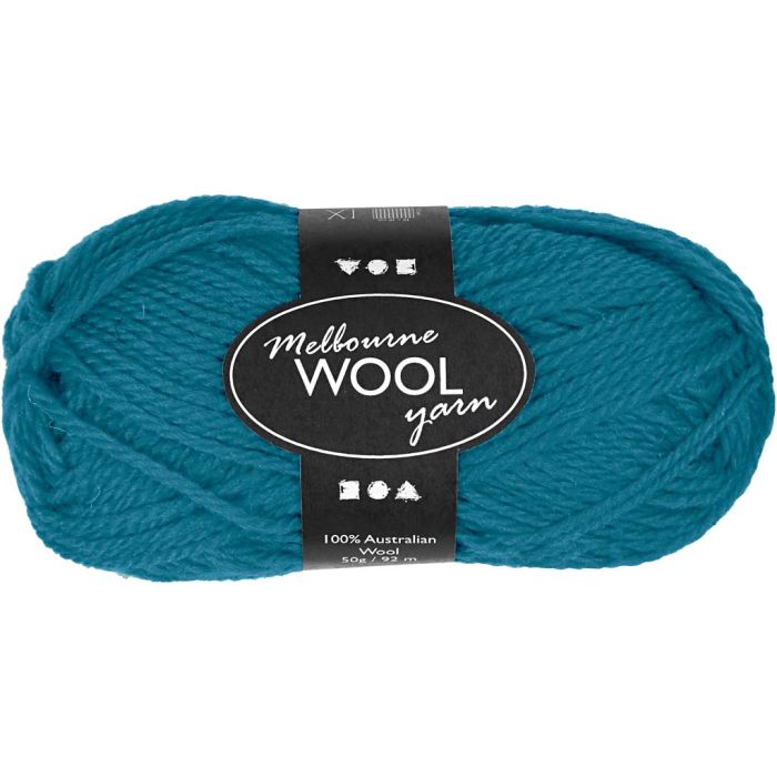 Melbourne Wool Yarn, L: 92 m, petroleum, 50 g/ 1 nst.