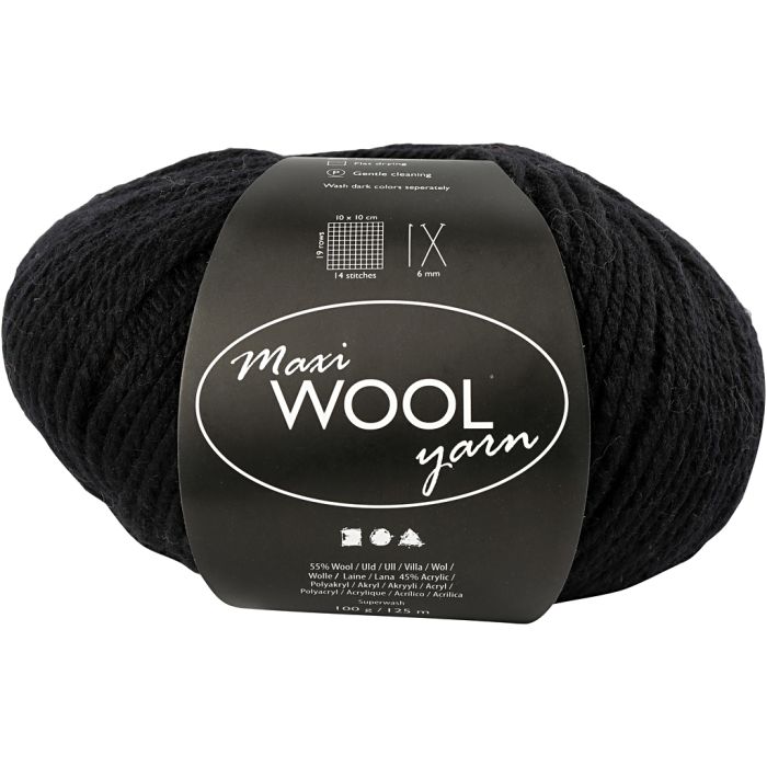 Ullgarn, L: 125 m, svart, 100 g/ 1 nst.