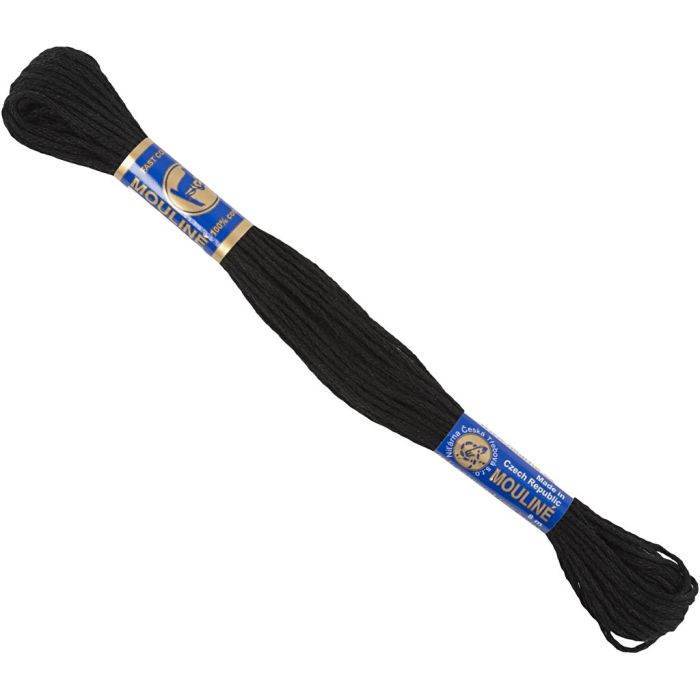 Broderigarn, svart, 8 m/ 1 bunt
