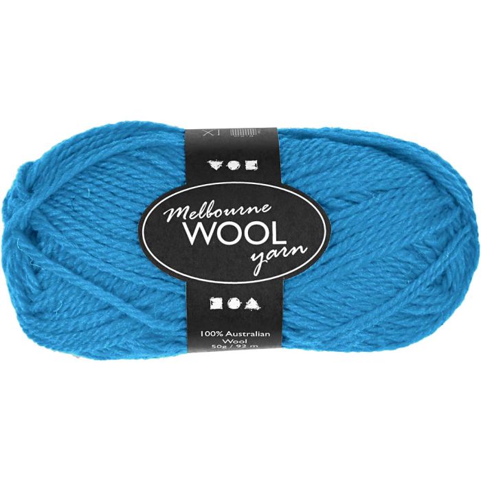Melbourne Wool Yarn, L: 92 m, lys blå, 50 g/ 1 nst.