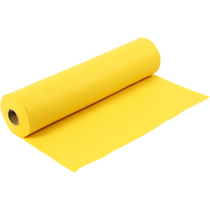 Hobbyfilt, B: 45 cm, tykkelse 1,5-2 mm, 180-200 g, gul, 5 m/ 1 rl.