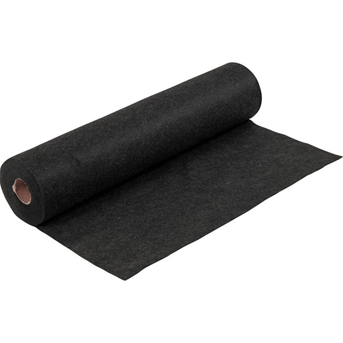 Hobbyfilt, B: 45 cm, tykkelse 1,5-2 mm, melert, 180-200 g, svart, 5 m/ 1 rl.