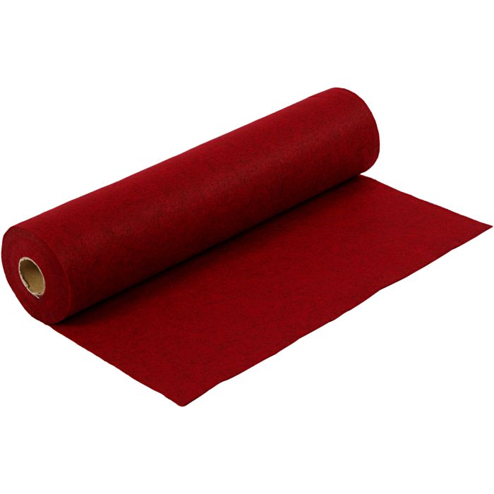 Hobbyfilt, B: 45 cm, tykkelse 1,5-2 mm, melert, 180-200 g, rød, 5 m/ 1 rl.