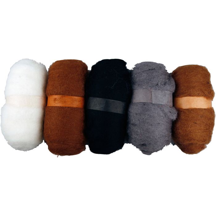 Kardet Ull, natur, 5x100 g/ 1 pk.