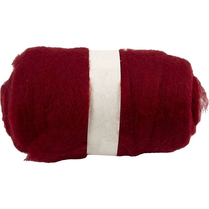 Kardet Ull, varm rød, 100 g/ 1 bunt